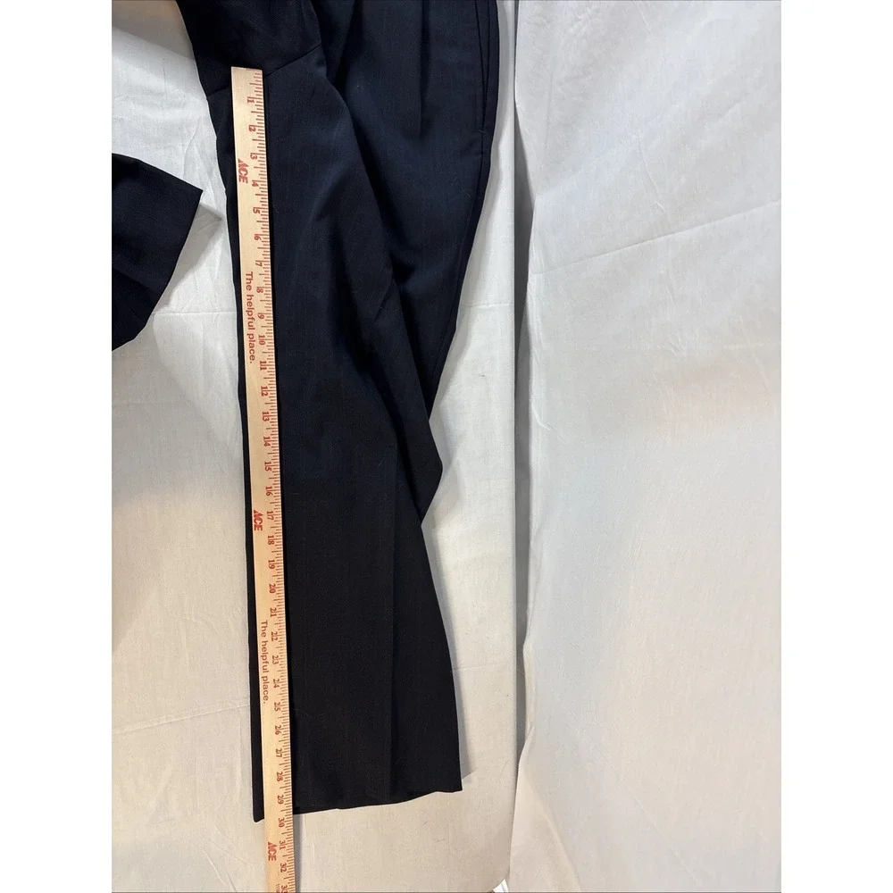 TownCraft Mens Pleated Front Dress Pants 36x30 Blue Pinstripe Wool Blend N2140